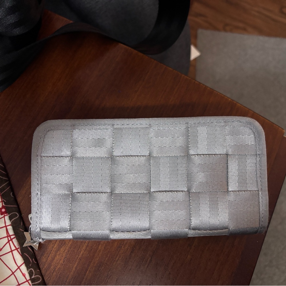 Silver Woven Zip-Around Wallet